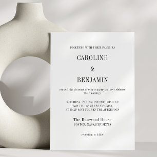 Convite Casamento Clássico Elegante Preto Branco Minimalis
