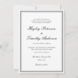 Convite Casamento Clássico Elegante Preto e Branco