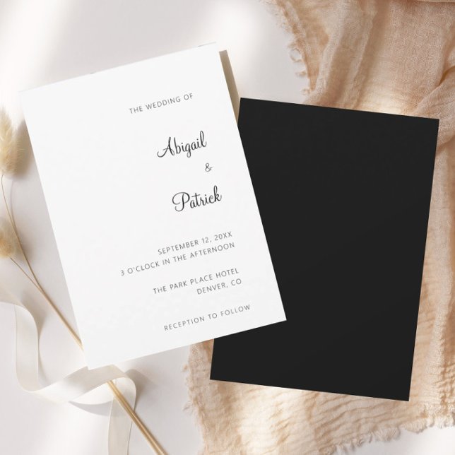 Convite Casamento Clássico Elegante Preto e Branco (Criador carregado)