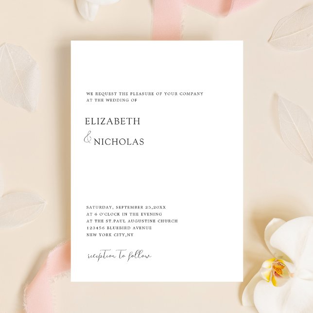 Convite casamento clássico elegante preto e branco mínimo (Criador carregado)