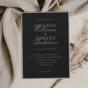 Convite Casamento Clássico Elegante Preto Velho Dinheiro