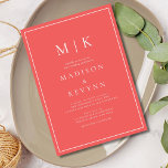 Convite Casamento Clássico Elegante Rosa Quente<br><div class="desc">Convite de casamento rosa-quente Estes elegantes e modernos guardanapos de casamento ou chás de panela apresentam um simples design de texto Terracotta que exude o estilo minimalista. Adicione suas iniciais ou monograma para torná-las completamente suas.</div>