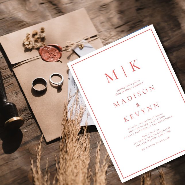 Convite Casamento Clássico Elegante Rosa Quente (Criador carregado)