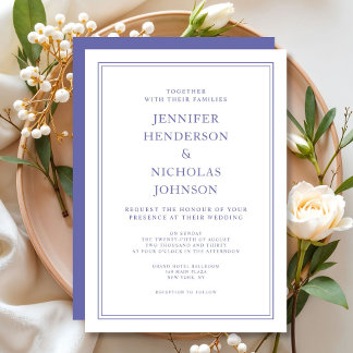 Convite Casamento Clássico Elegante Roxo e Branco