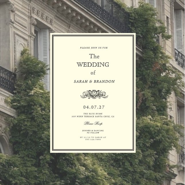 Convite Casamento Clássico Elegante Vintage (Criador carregado)