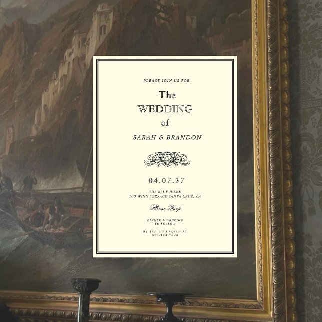 Convite Casamento Clássico Elegante Vintage (Criador carregado)