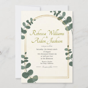 Convite Casamento Clássico em Marfim e Dourado Rosa