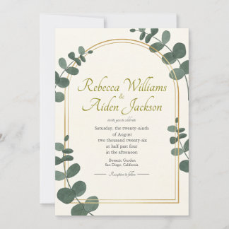 Convite Casamento Clássico em Marfim e Dourado Rosa