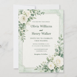 Convite Casamento Clássico em Verde Hortelã