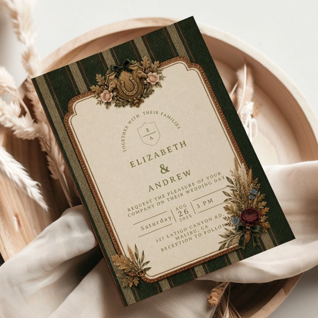 Convite Casamento Clássico Equestre no Campo (Criador carregado)