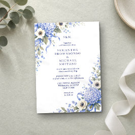 Convite Casamento Clássico Floral Porcelana Azul