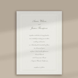 Convite Casamento Clássico Formal Ecru De Frame Embossed