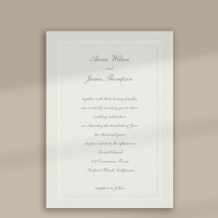 Convite Casamento Clássico Formal Ecru De Frame Embossed