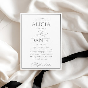 Convite Casamento clássico formal elegante preto e branco