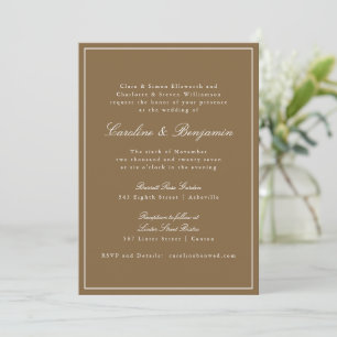 Convite Casamento Clássico Formal Marrom Quente Elegante S
