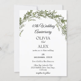 Convite Casamento Clássico Fresco de Folhagem para Anivers