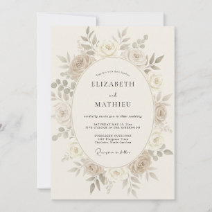 Convite Casamento Clássico Luminoso Marfim