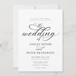 Convite Casamento Clássico Minimalista de Script Simples