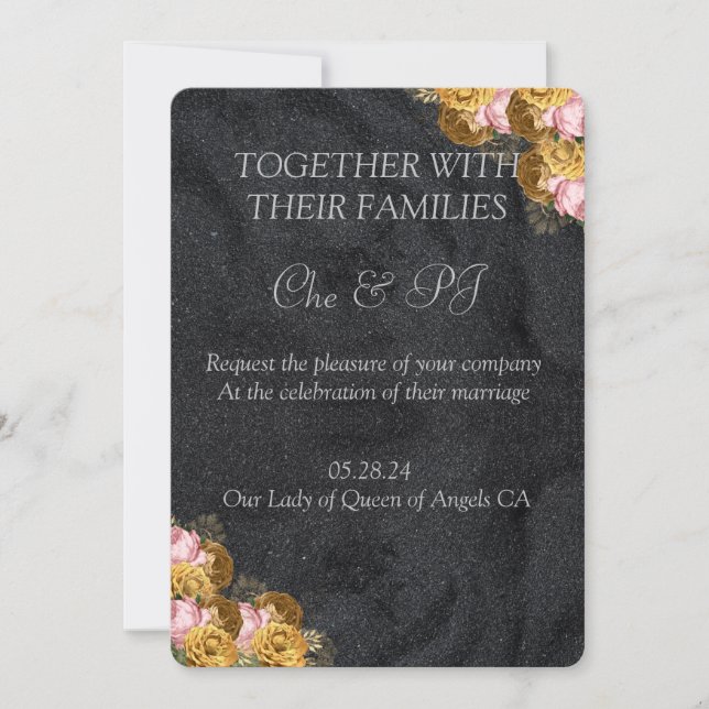 Convite Casamento Clássico Minimalista Negro (Frente)