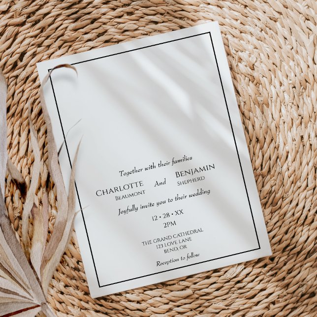 Convite Casamento Clássico Minimalista Simples (Criador carregado)