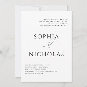 Convite Casamento Clássico Minimalista Tipografia Elegan