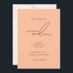 Convite Casamento Clássico Mínimo de Peach Moderno<br><div class="desc">Este convite para o casamento de pêssego é clássico,  simples,  chique e elegante. O perfeito para casamentos minimalistas modernos.</div>