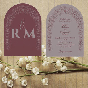 Convite Casamento Clássico Mínimo de Portas Florais