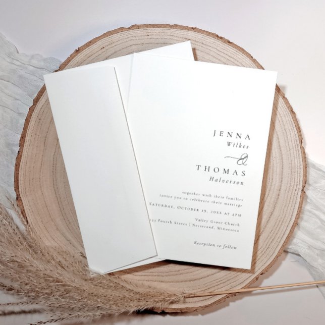 Convite Casamento Clássico Mínimo Elegante Simples (Simple elegant classic wedding invitations)