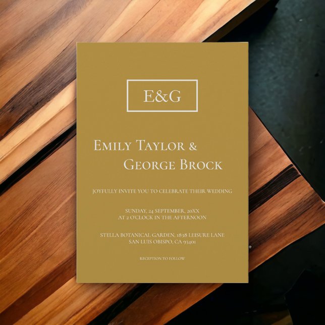 Convite Casamento Clássico Moderno Simples e Monograma Ele (Criador carregado)