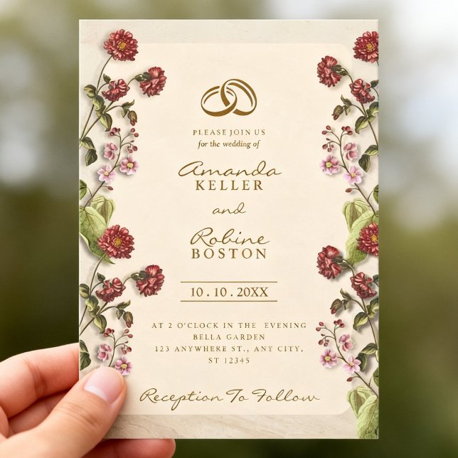 Convite Casamento Clássico no Jardim Botânico Floral Vinta (Criador carregado)