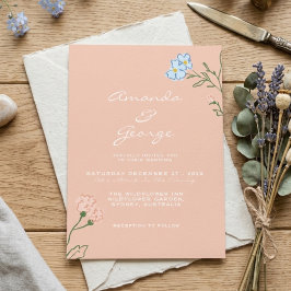Convite Casamento Clássico Ousado Floral Retro Boho