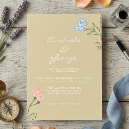 Convite Casamento Clássico Ousado Floral Retro Boho