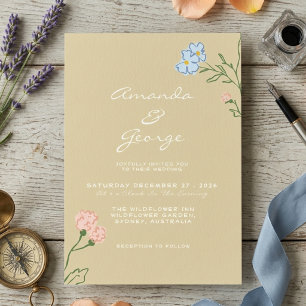 Convite Casamento Clássico Ousado Floral Retro Boho