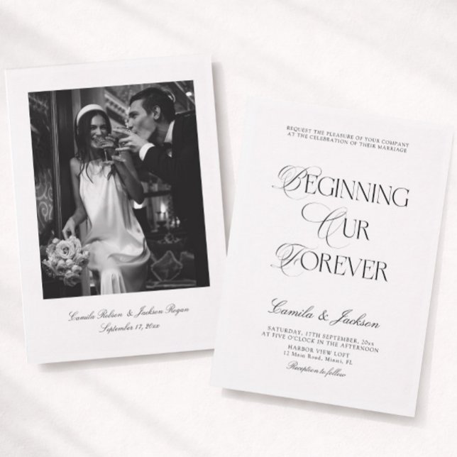 Convite Casamento Clássico Preto e Branco de Família Abast (Criador carregado)