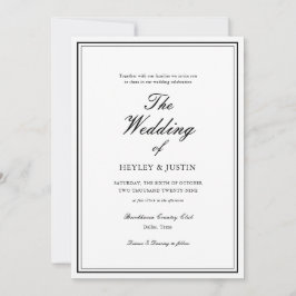 Convite Casamento Clássico Preto e Branco Elegante