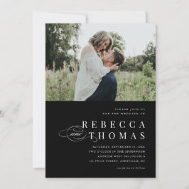 Convite Casamento Clássico Preto e Branco Foto Elegante