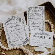 Casamento Clássico Preto e Branco Vintage de Dinhe