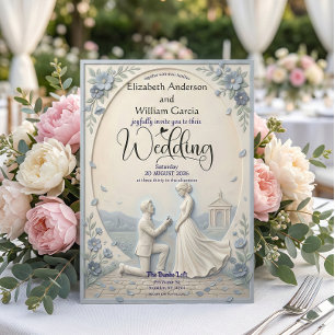 Convite Casamento Clássico Romântico com Pedido de Casamen