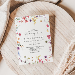 Convite Casamento Clássico Selvagem Colorida Floral Casual