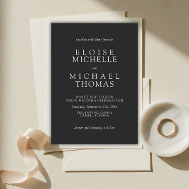 Convite Casamento Clássico Simples com Carvão