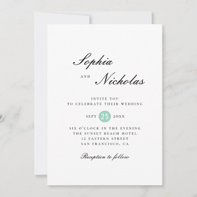 Convite Casamento clássico simples elegante minimalista (Frente)