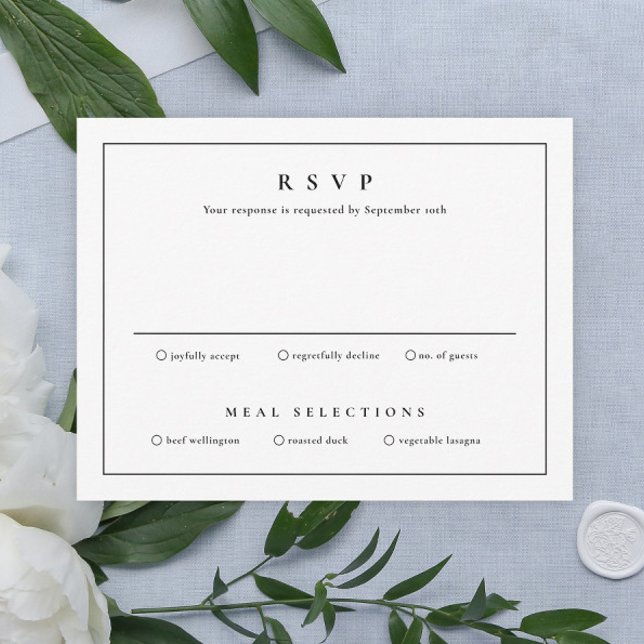 Convite Casamento Clássico Simples Limpo e Elegante (Simple Typographic Wedding RSVP Card.)