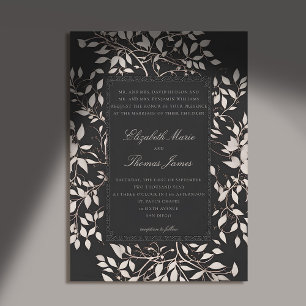 Convite Casamento Clássico Tradicional de Folhagem da Flor