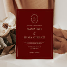Casamento Clássico Vermelho Vinho Monograma Modern