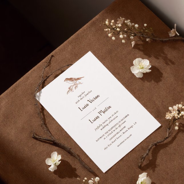 Convite Casamento Clássico Vintage de Pássaros da Floresta (Criador carregado)
