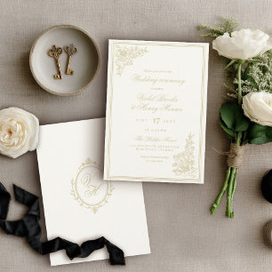Convite Casamento Clássico Vintage Romântico Regency Garde