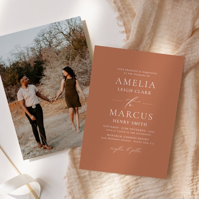 Convite Casamento Clay de Script Elegante Moderno (Criador carregado)