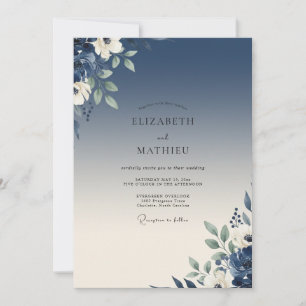 Convite Casamento Cobalt Sage Folhoso