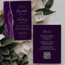 Casamento Código QR Ágata Prata Deep Purple