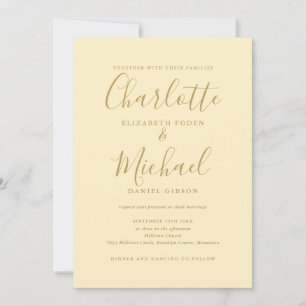 Convite Casamento Código QR Amarelo e Dourado Buttercup